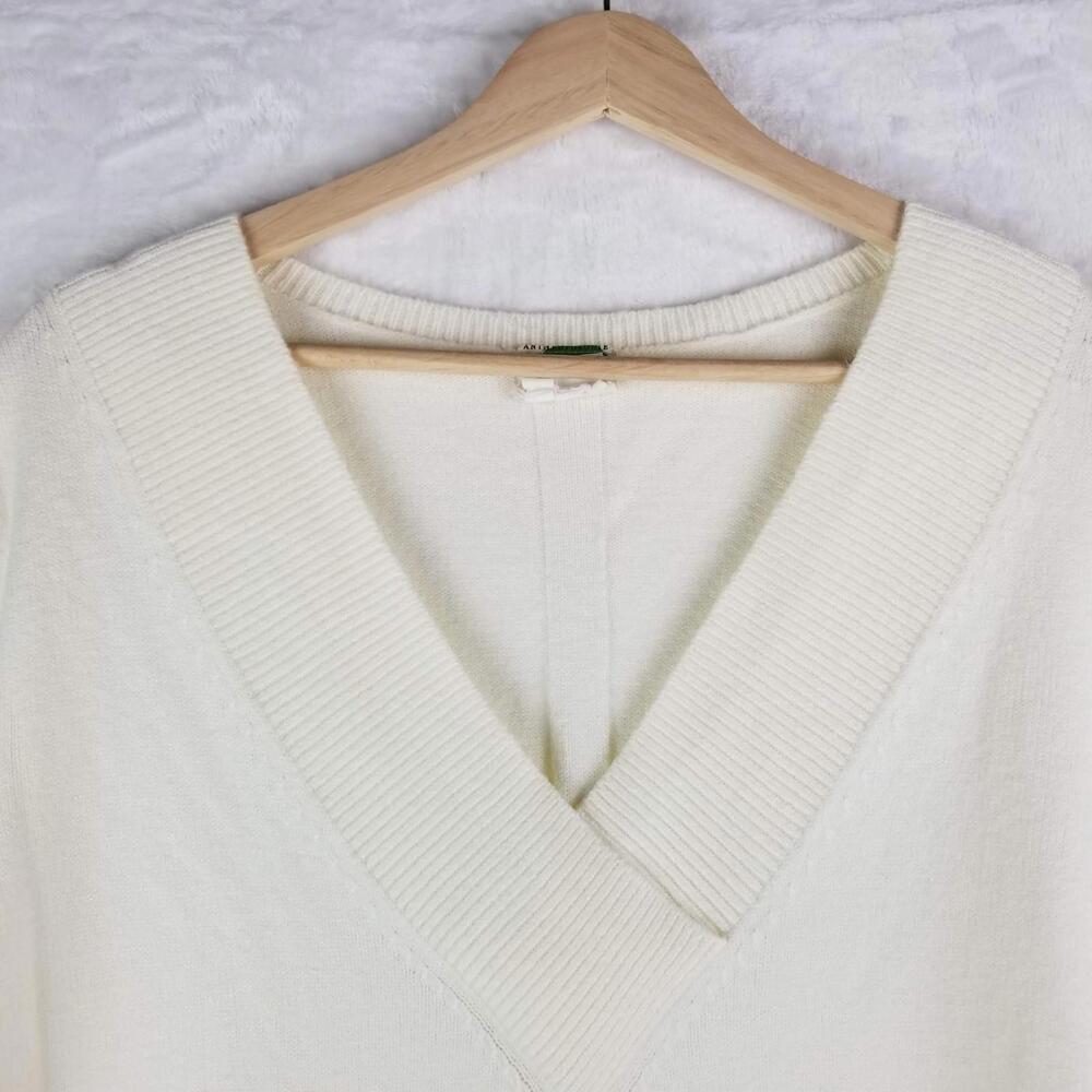 Anthropologie V-Neck Sweater Small Cream Ultra Soft Cozy Academia Preppy - Picture 3 of 8